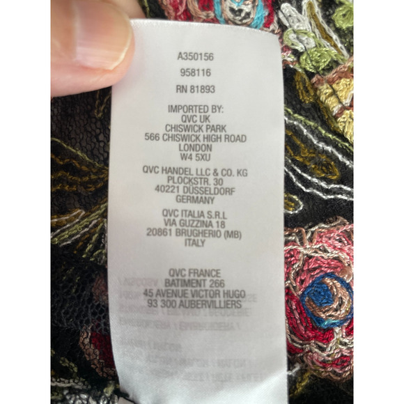 Susan Graver XL Mesh Open Knit Cardigan Foral Embroidered Cottage Dark Romantic - Picture 9 of 11